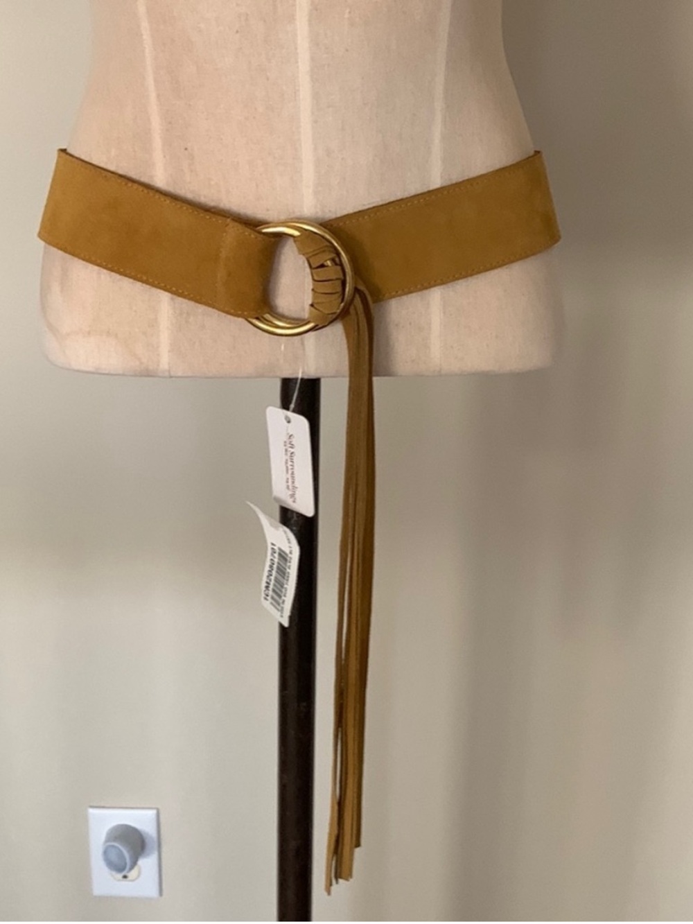 Soft Surroundings Suede Waist Belt in Mustard with Gold Rings